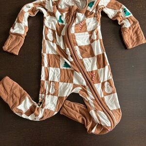 Little Sleepies Brown and White Checkered Footie